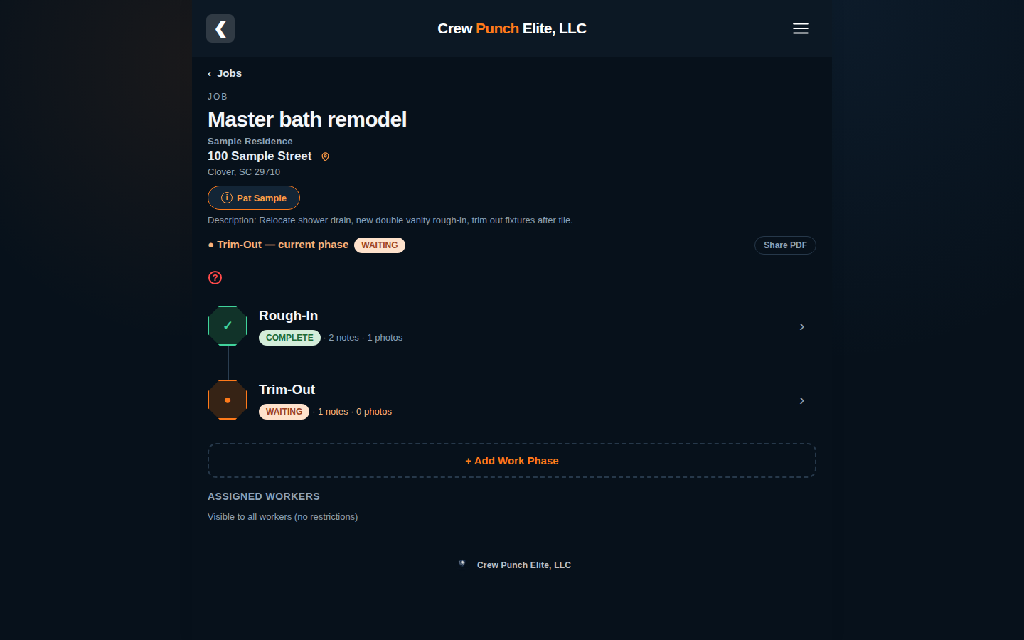 Job detail on desktop